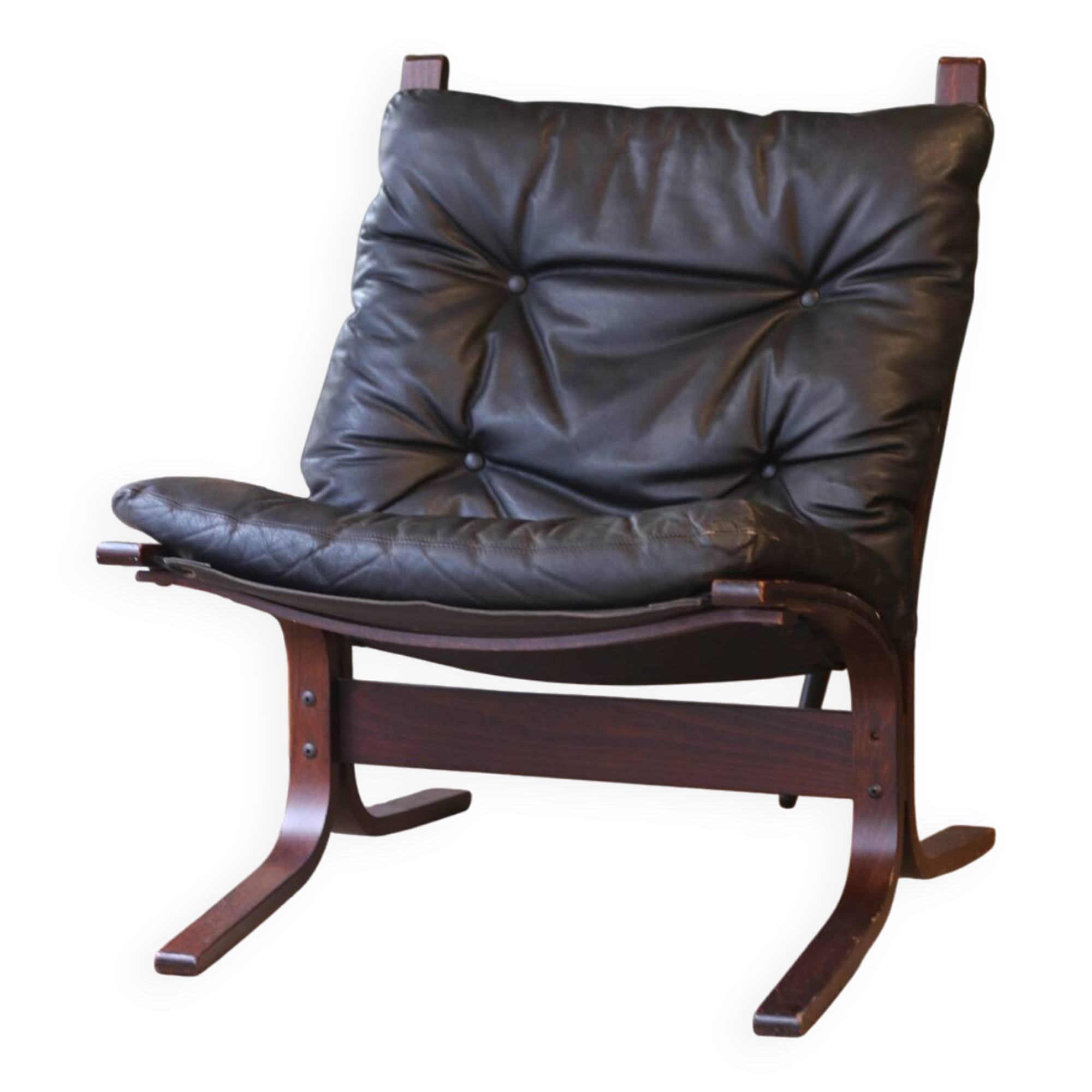 Fauteuil Siesta, Ingmar Relling, cuir noir