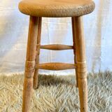 Lot of 5 solid wooden stools - 60s/70s