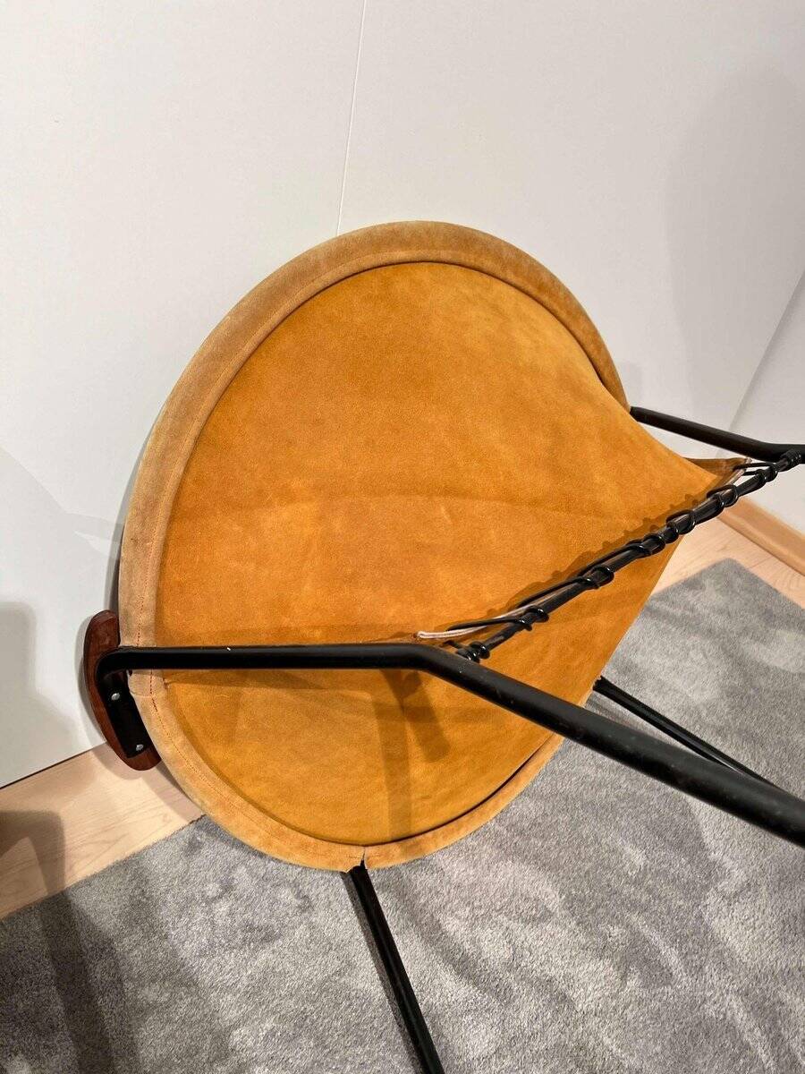 Ensemble de fauteuils lounge en cuir suédé jaune attribués à Hans Olsen, Danemark, années 1960.
