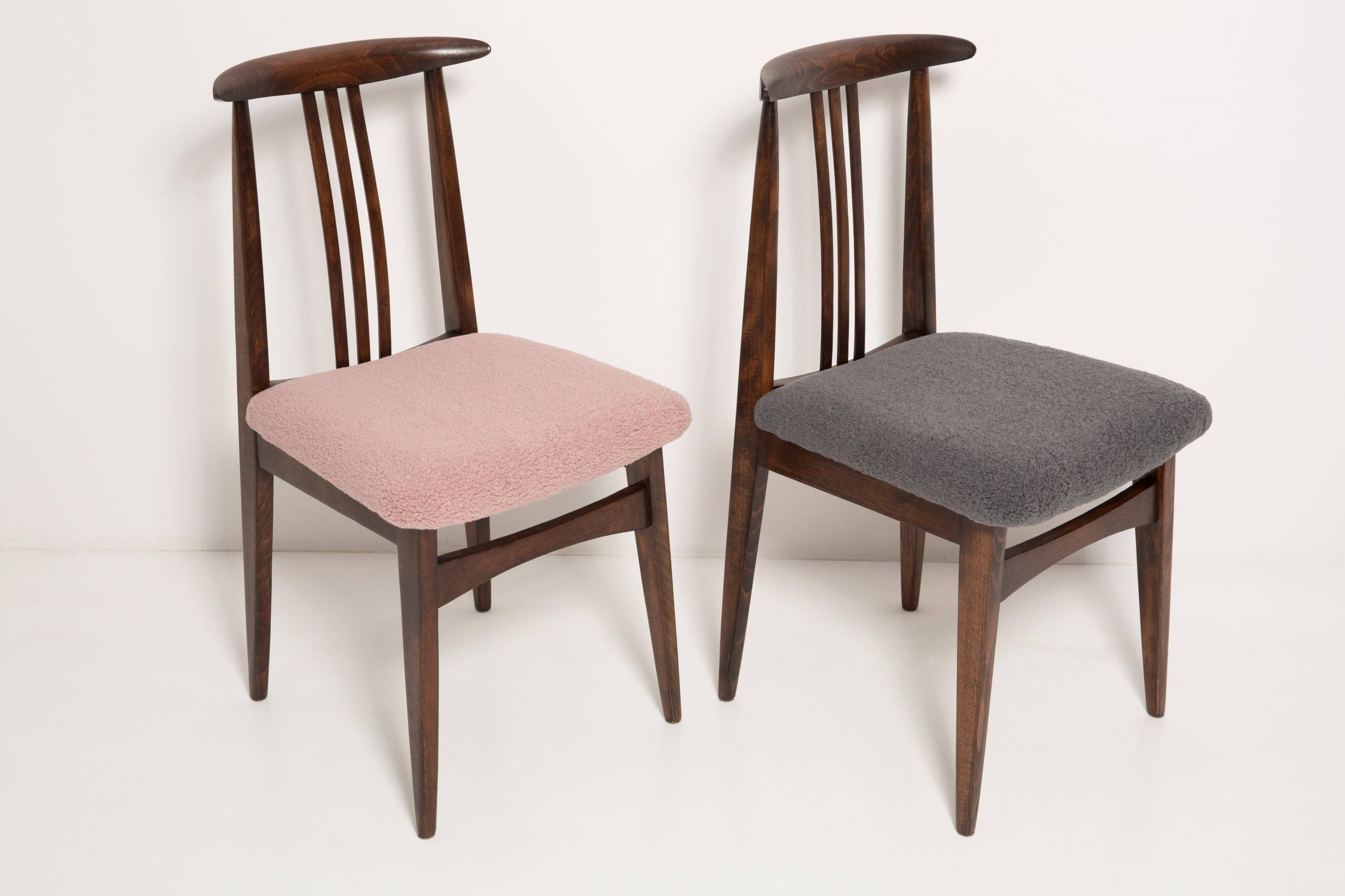 Blush Pink Bouclé Chair, Mid-Century Modern, designed by Mr. Zielinski, Europe, 1960s