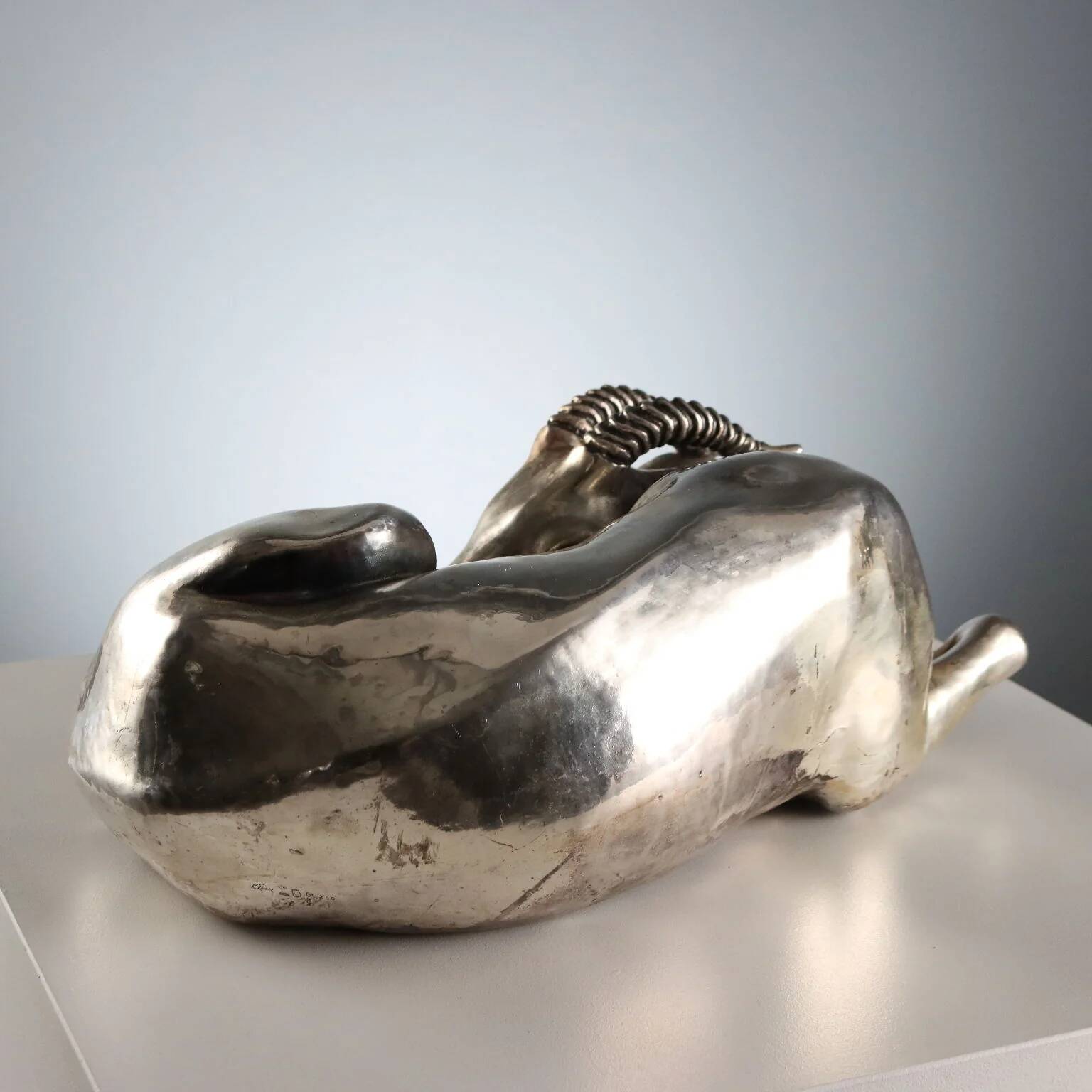 Ancient silver-plated antelope sculpture F.lli Raddi 20th Century
