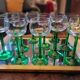 Verres d’Alsace à pied vert. Années 70