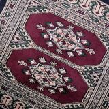 Tapis vintage ouzbek Bukhara fait main en laine – 55 x 65 cm – Années 1970