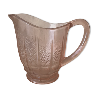 Pichet cruche verre rose années 50