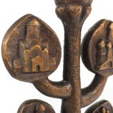 Vintage 1970s Brutalist Orthodox Christian Bronzed Tree-Shaped Candlestick