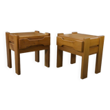 Pair of elm bedside tables for maison regain 1970s