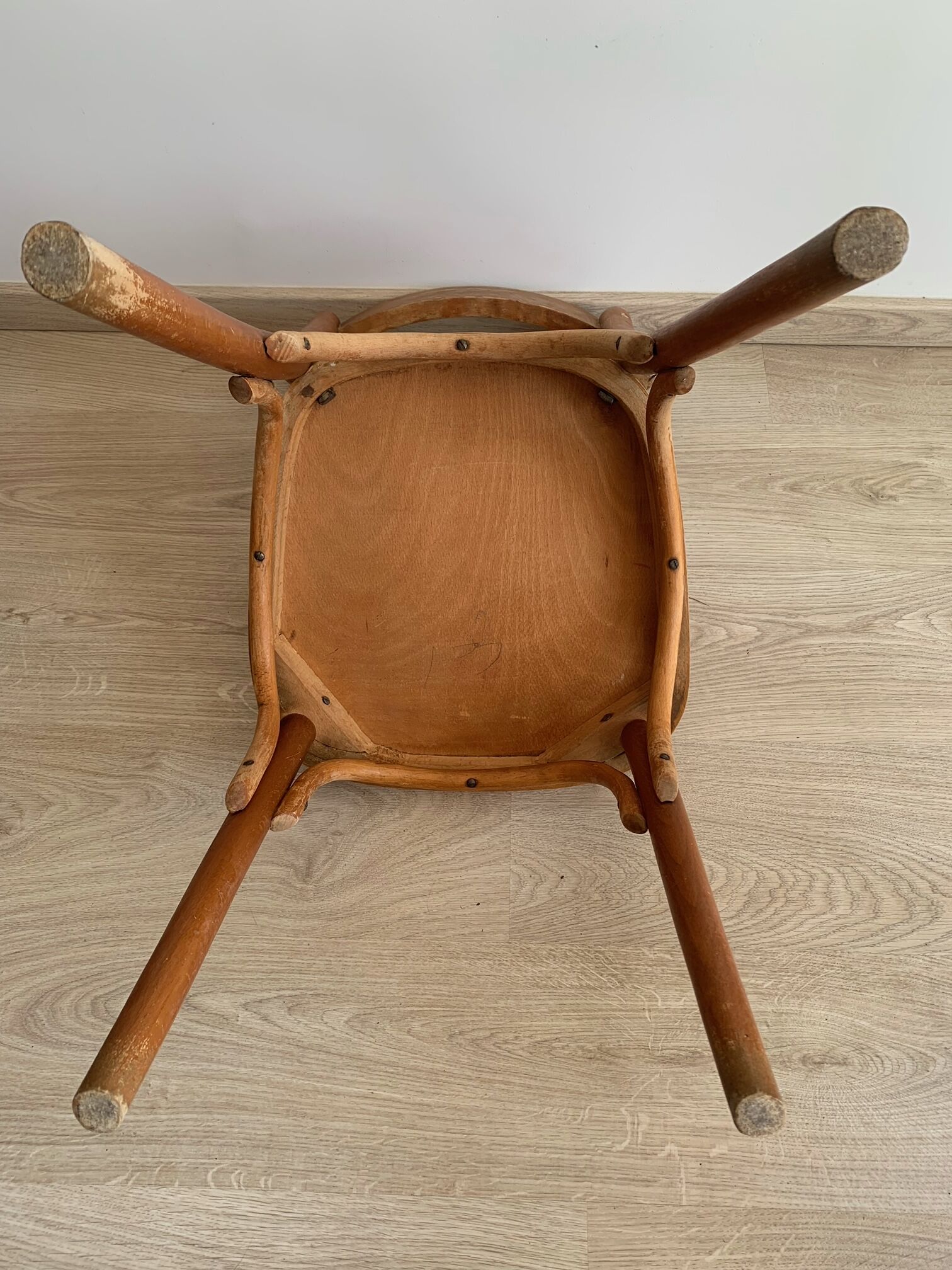Set of 4 vintage wooden bistro chairs