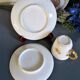 5 X Antique Limoges Porcelain Coffee Cups pairs Gold Ribbon Handle, 1890s