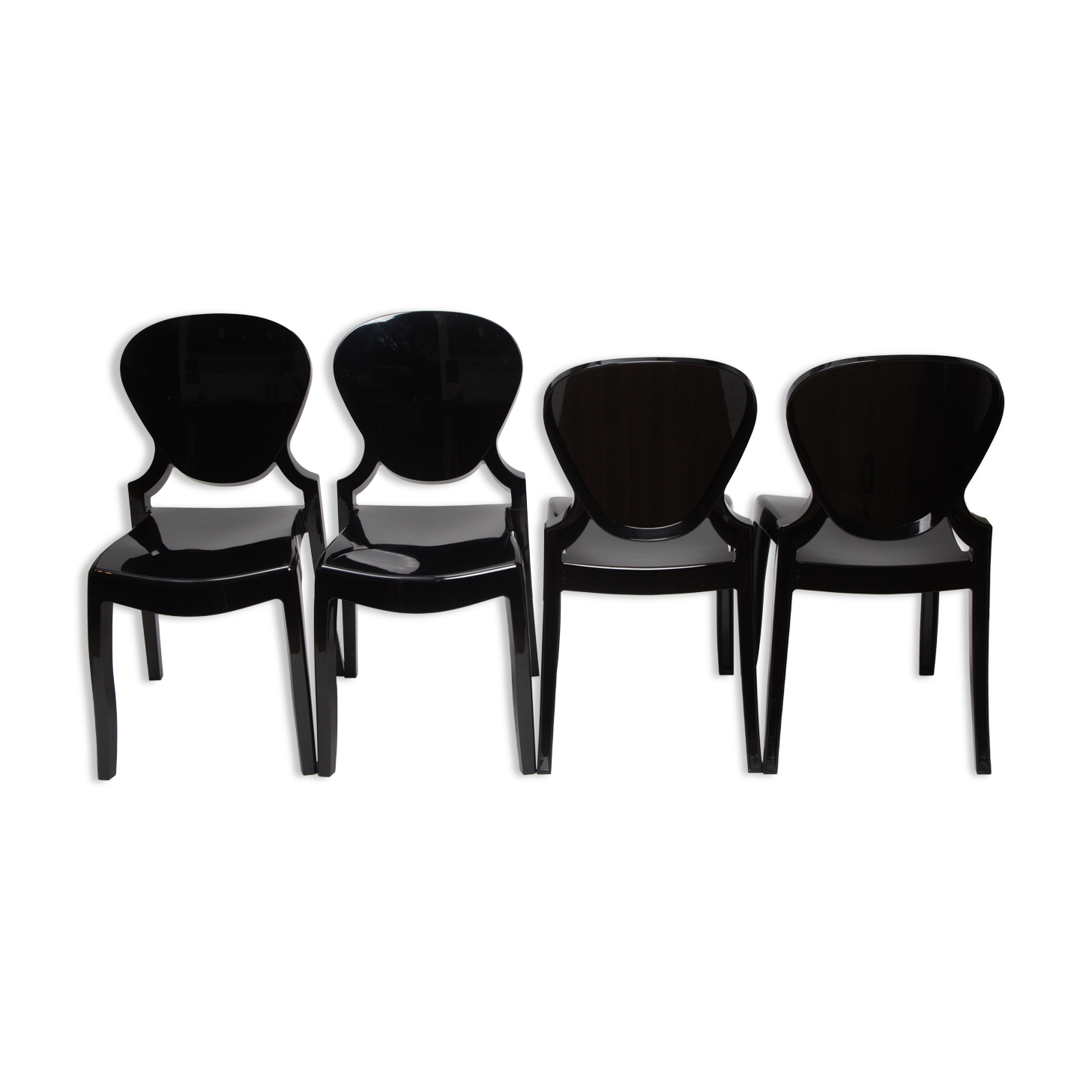 Set of 4 black chairs design Queen by Claudio Dondoli and Marco Pocci