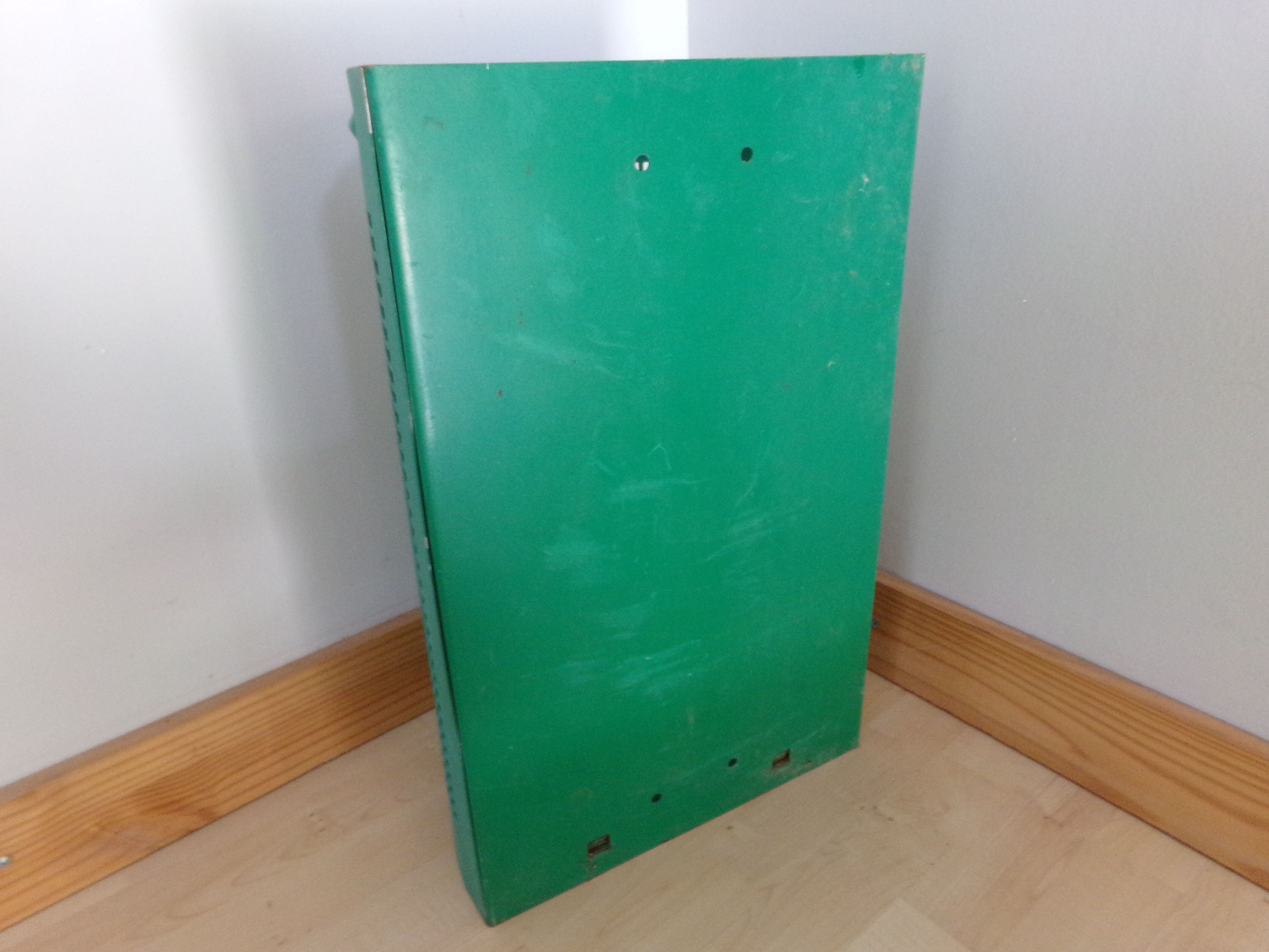 Green public garden trash can