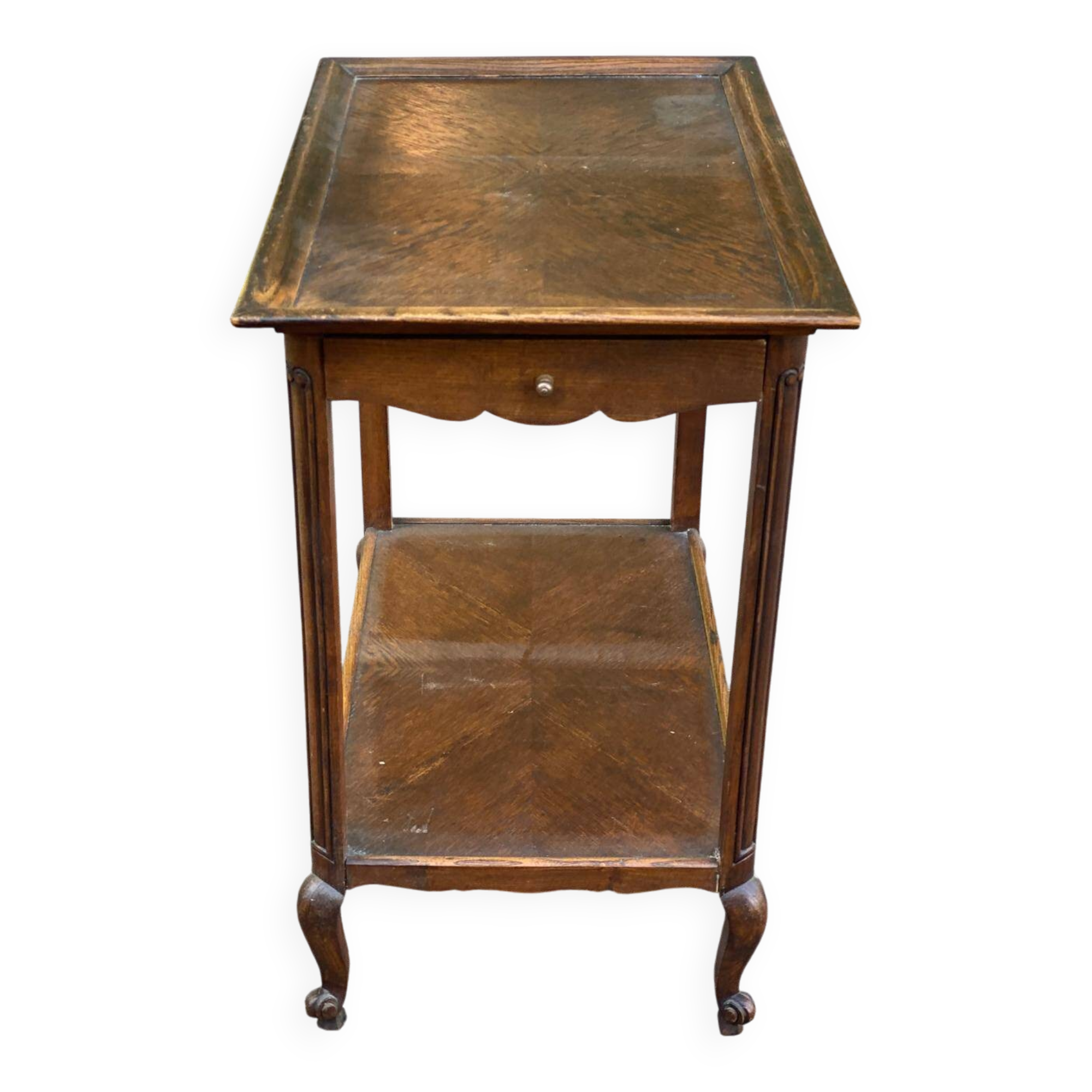 Louis XV side table with 2 drawers in solid wood from the 19th century
