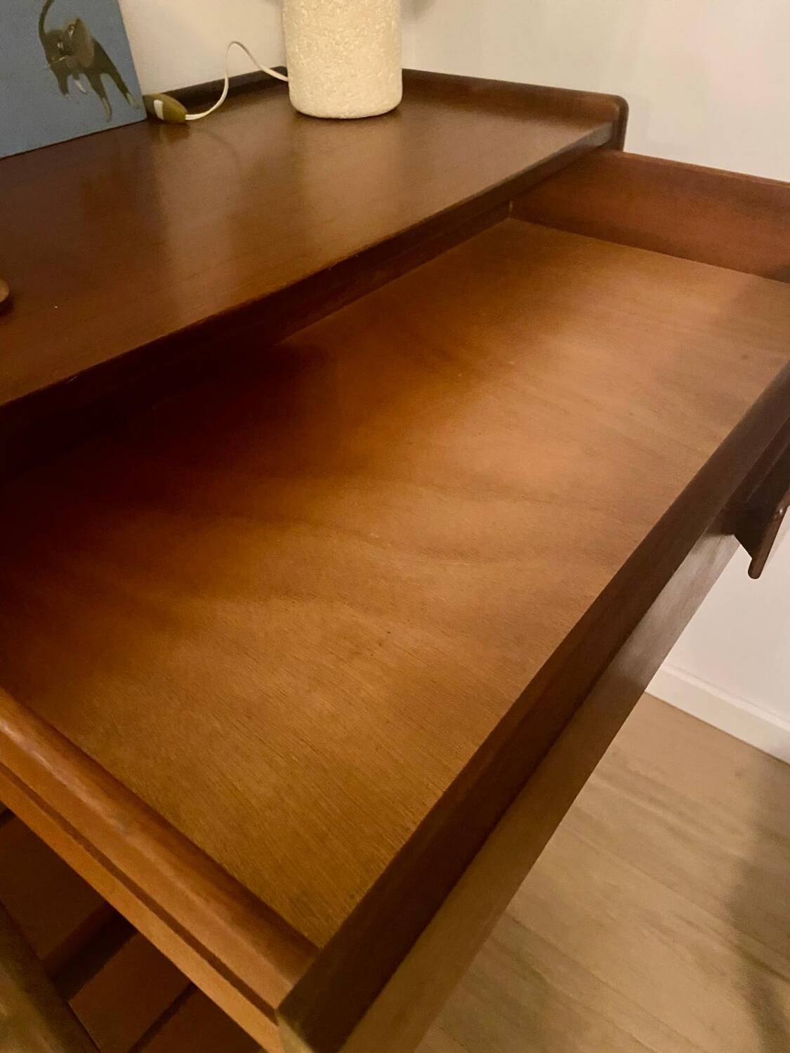 Commode haute 5 tiroirs en teck années 60
