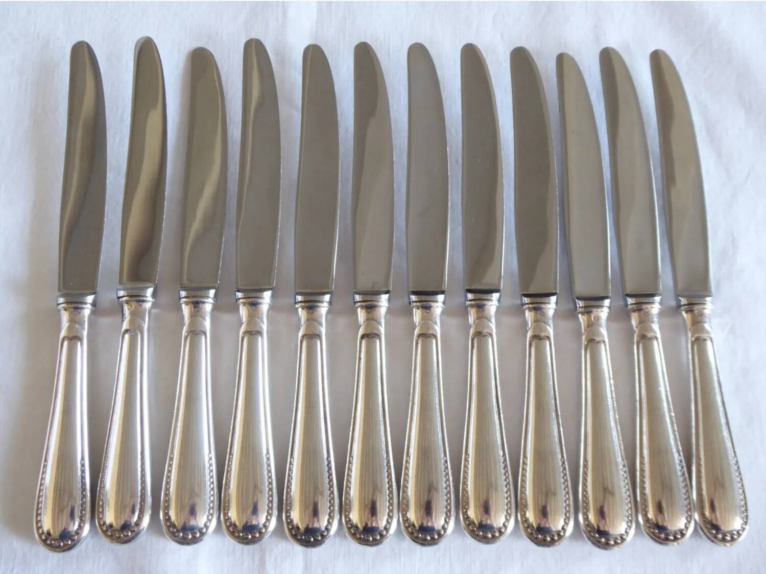 12 sfam dessert knives silver metal 21 cm