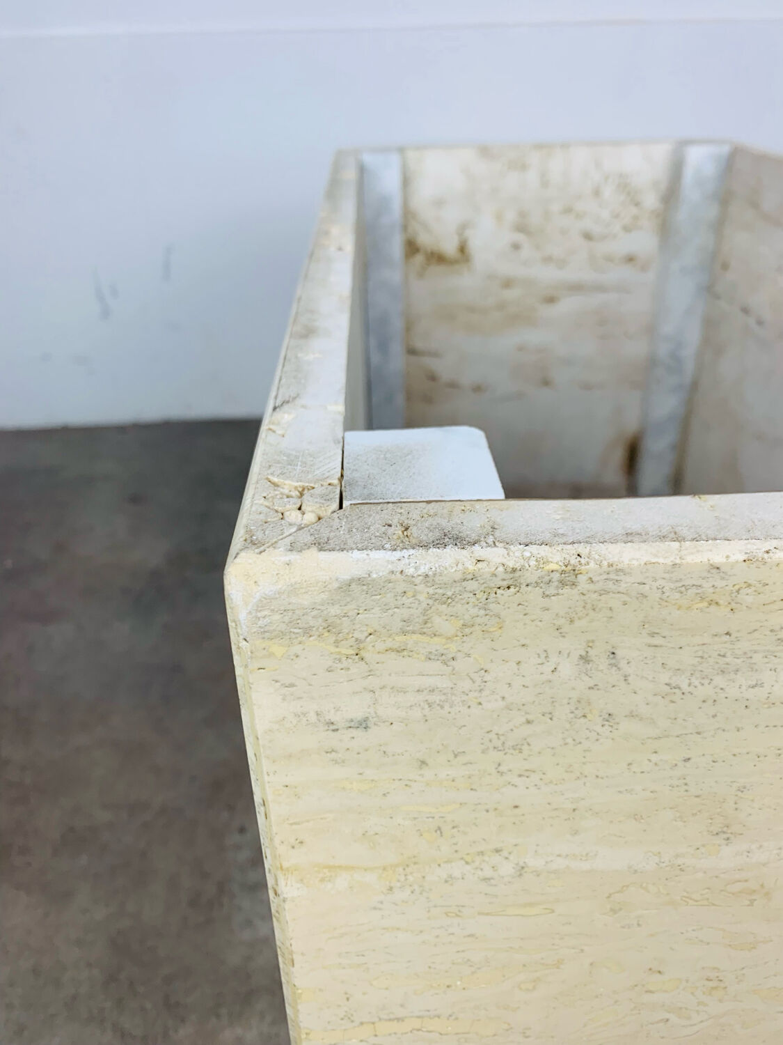 Rectangular travertine coffee table