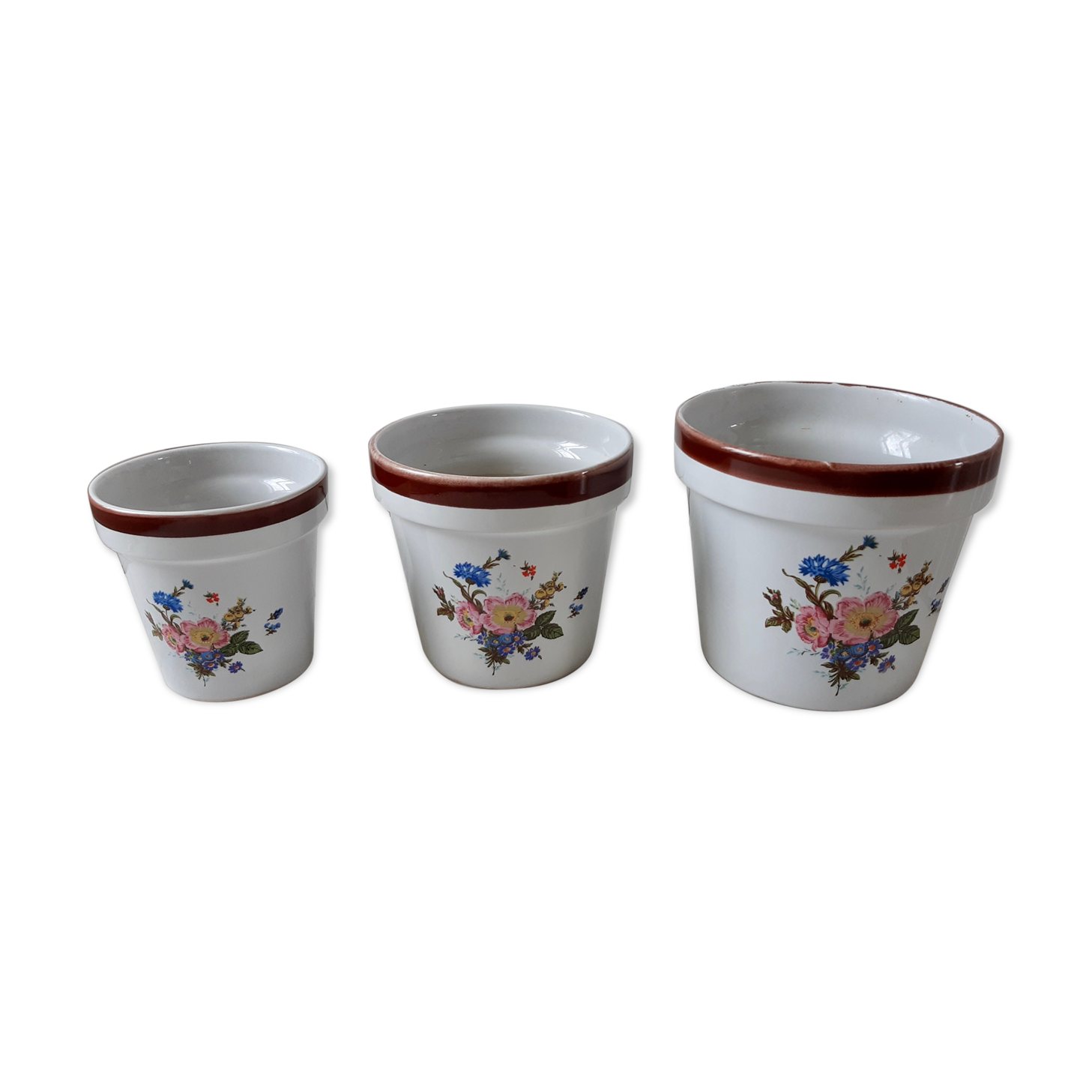 Trio of vintage flowered pot covers 60s