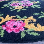 Tapis rond vintage en laine 150cm années 70