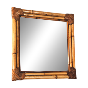 Miroir en bambou tressé - naturel