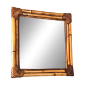 Woven bamboo mirror in natural tone