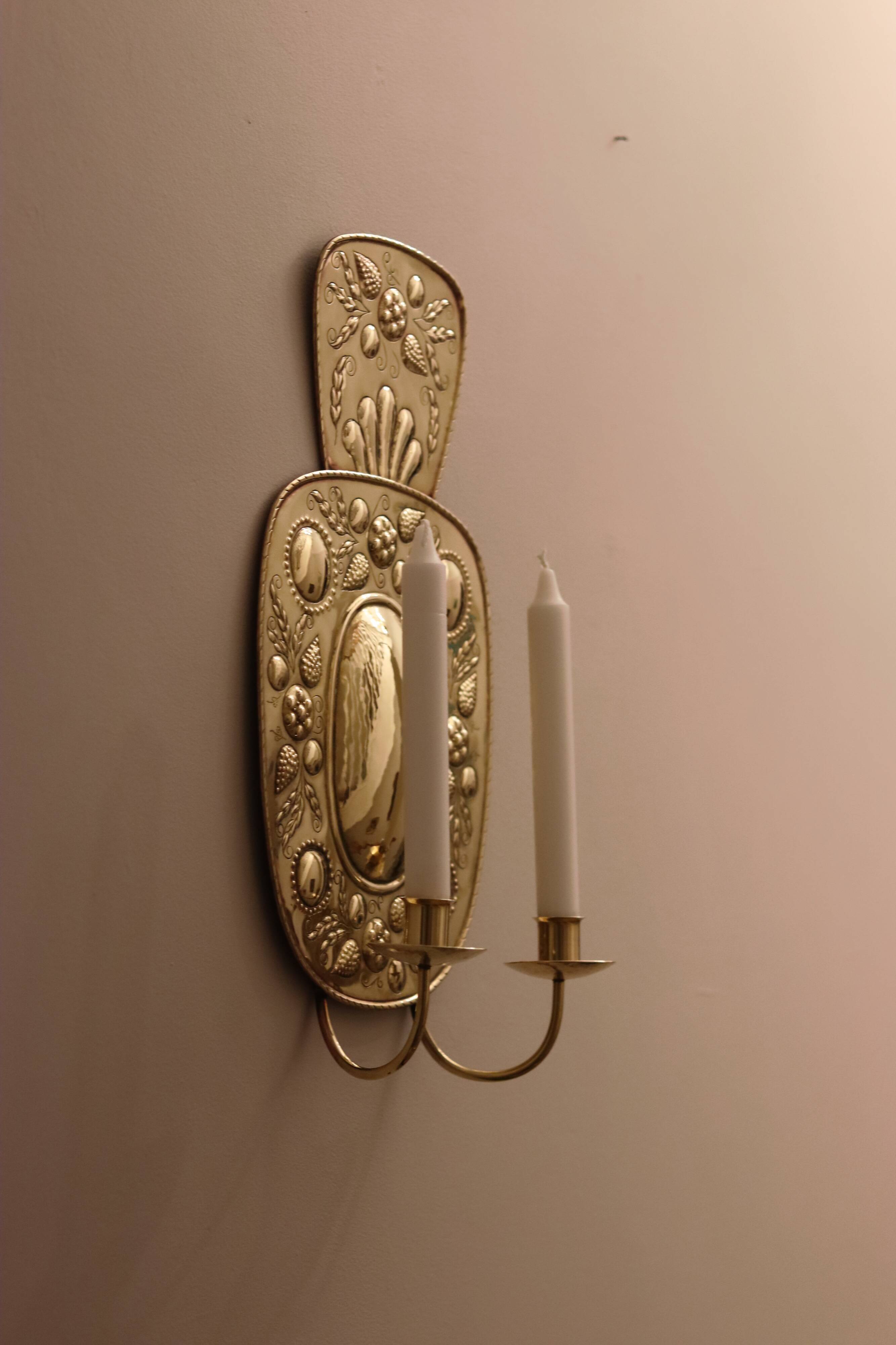 Mid Century Swedish Brass Sconce