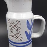 Enamelled terracotta pitcher, bird decoration engraved by Michel Barbier, Vallauris circa 1970