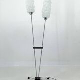 1970s chrome & wood floor lamp, restored , czechoslovakia