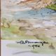 Watercolor Painting Seaside with signed sailboat dated 1950 Basque Country