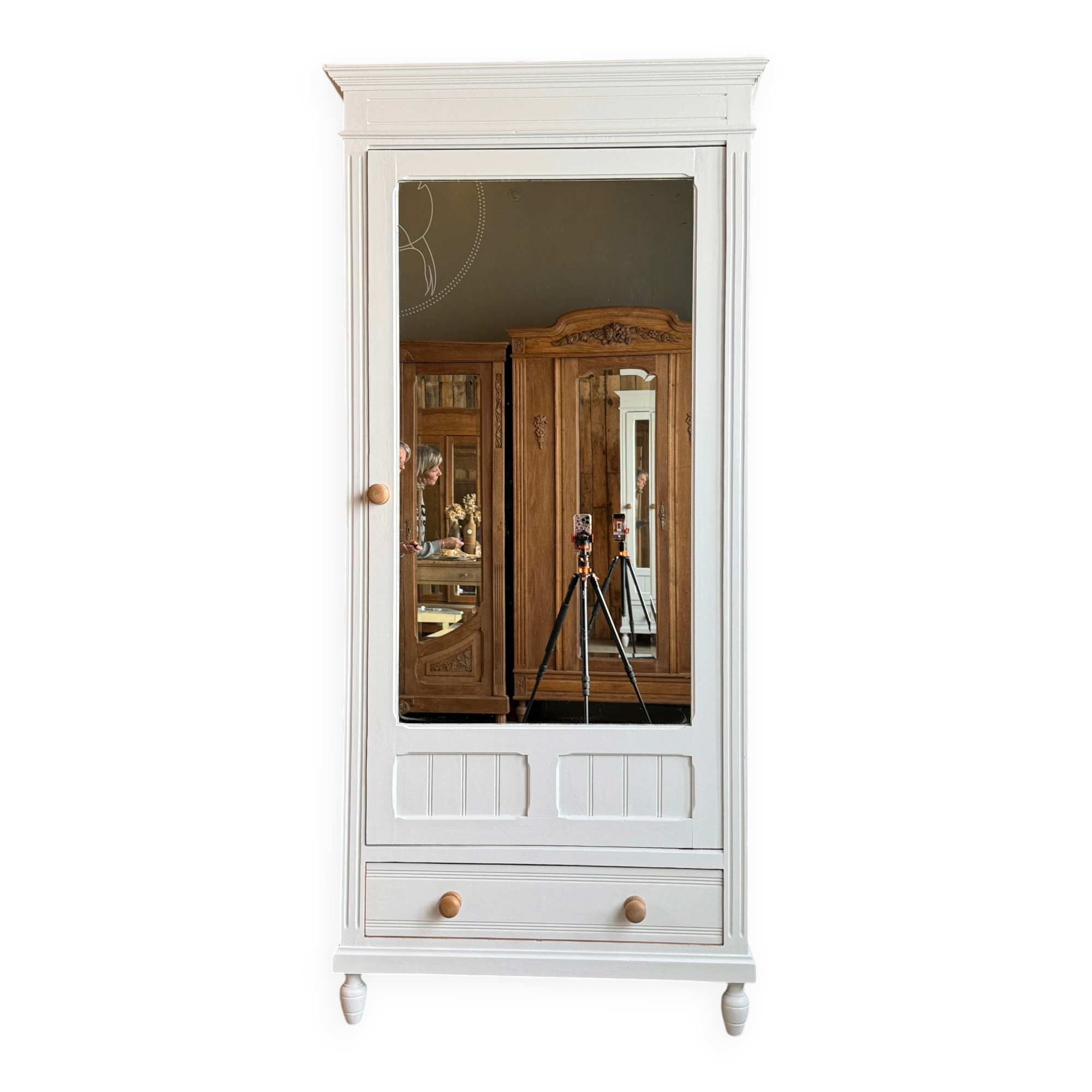 Antique white mirrored wardrobe (renovated)