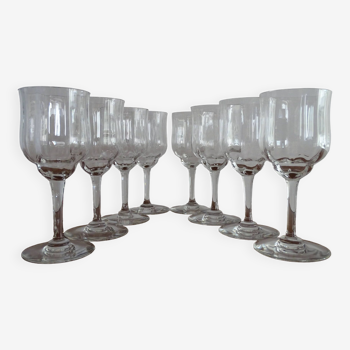 8 Baccarat crystal white wine/port glasses, Capri model, signed