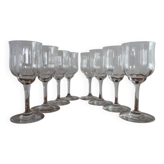 8 verres vin blanc/porto cristal Baccarat modèle Capri signés