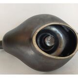 Bougeoir rat-de-cave noir mat en céramique années 50