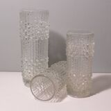 Set of 3 Vases, candle wax pattern, Sklo Union glassware, Czech Republic. 1970