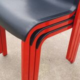 Set 4 - stackable chair Typy Massimo Papiri black red postmodern 1990s
