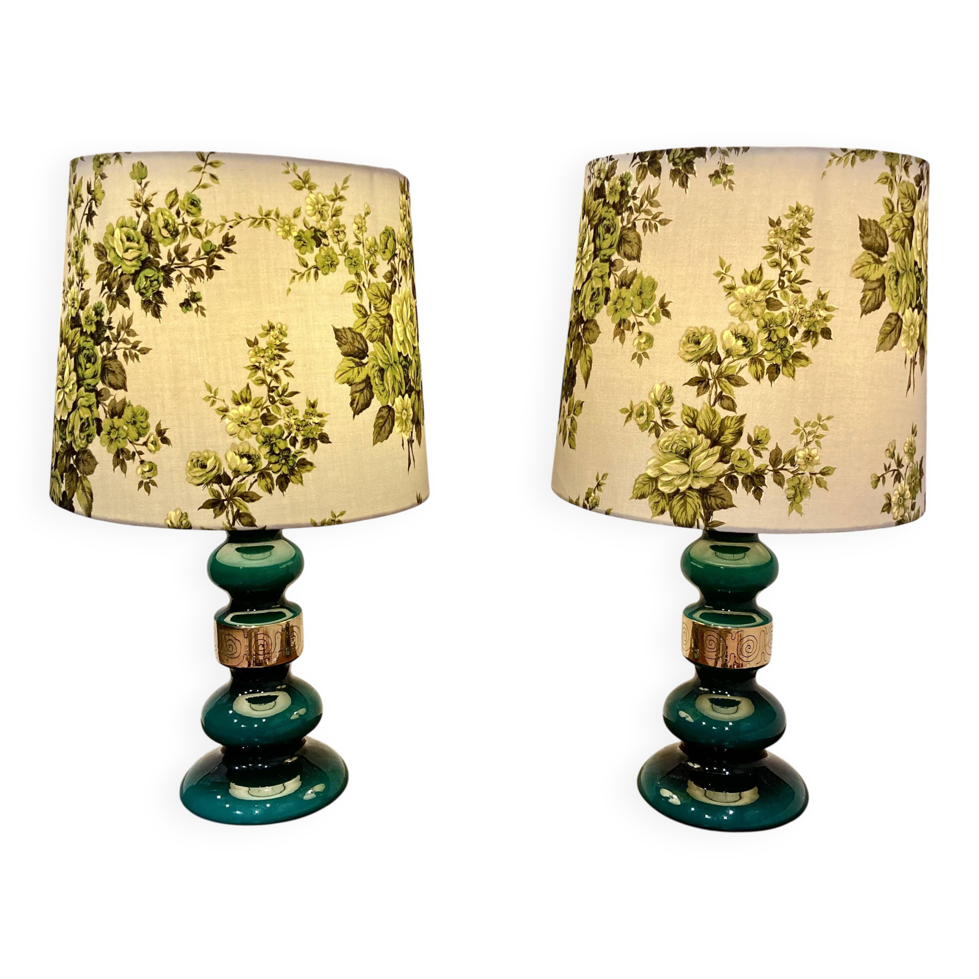 Pair of glass lamps, Scandinavian design, 1950s.
