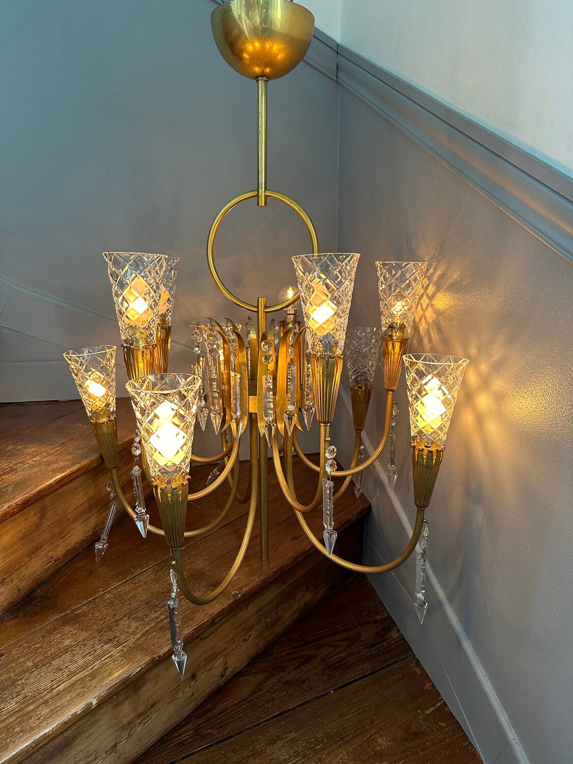 Vintage crystal pendant chandelier