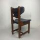 Ensemble de 4 chaises de salle à manger brutalistes en chêne et cuir, années 1960