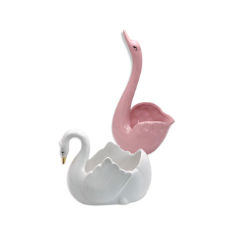 Cache-pots cygnes vintage