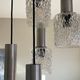 Large suspension chandelier with 5 glass lampshades and aluminium tube.