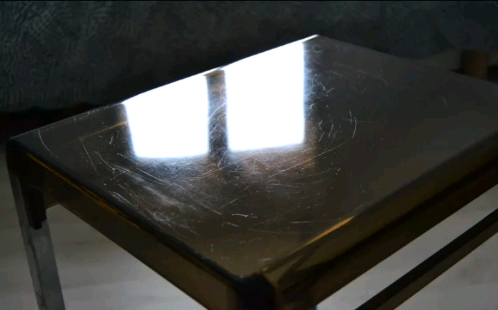 Side table smoked plexi vintage chrome