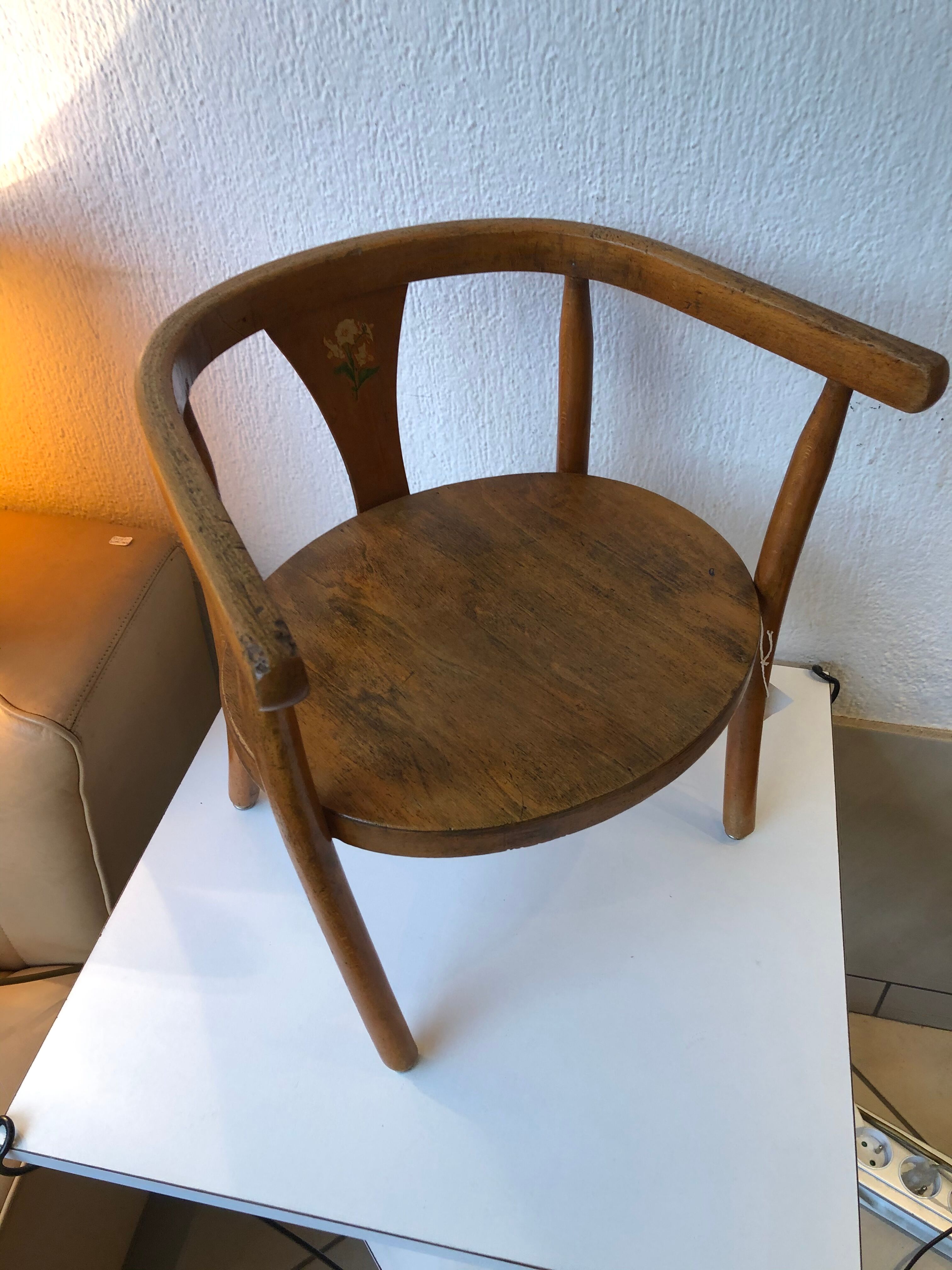Child's armchair in curved wood circa 1950