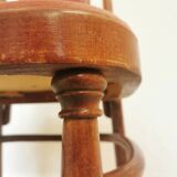 Vintage Thonet Style Bentwood Dining Chair: High Back, Cushioned Seat Pink