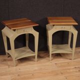 Paire de tables de chevet design peintes des années 80