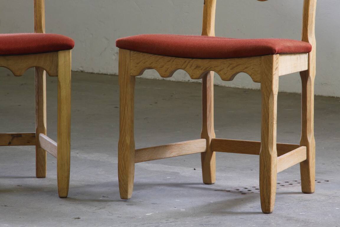 Vintage 1960s Danish Brutalist Ladderback Light Oak Chairs style of Kjærnulf