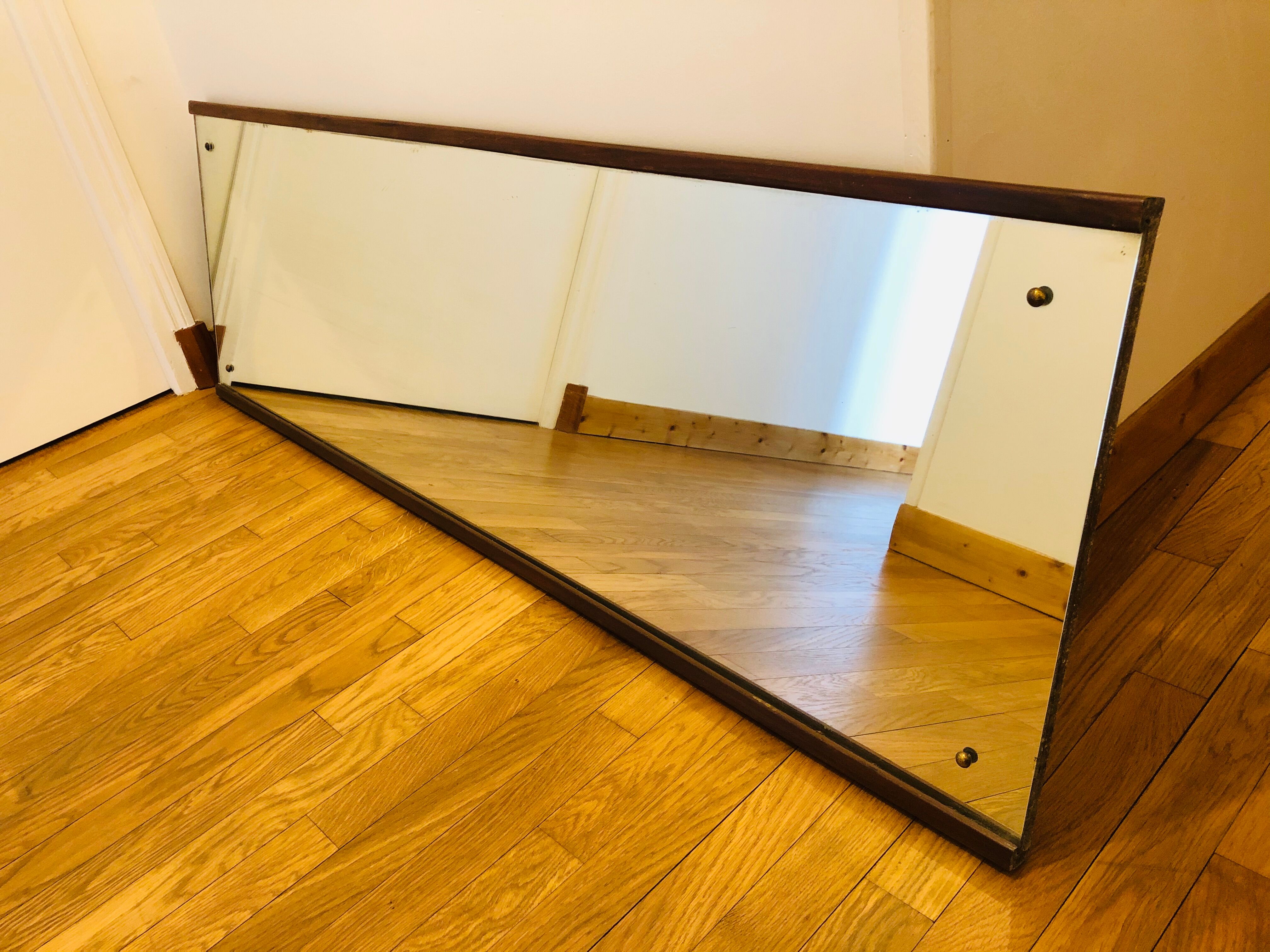 Scandinavian teak mirror 151x48cm