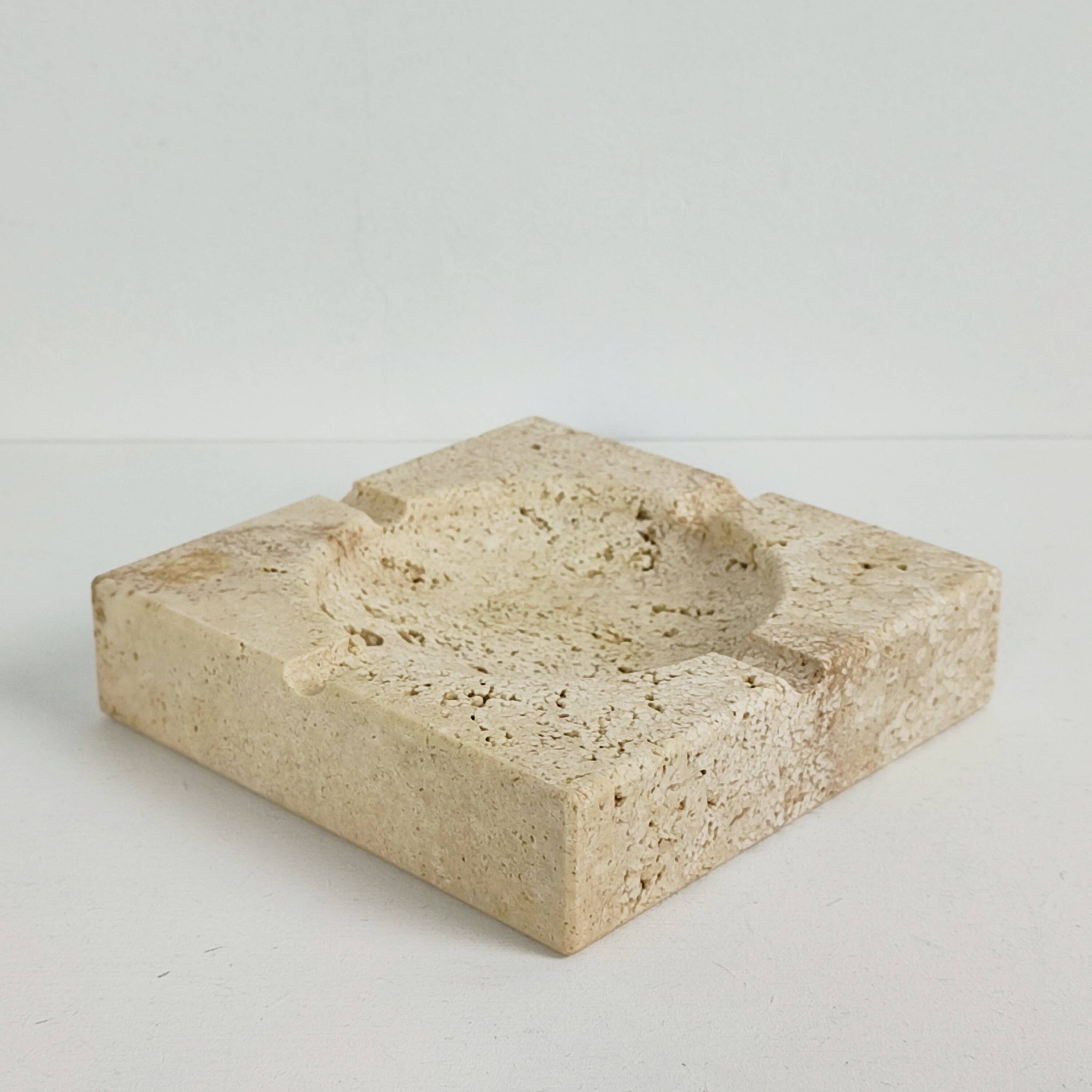 70' travertine ashtray and lighter