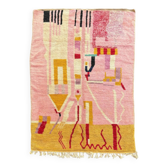 Berber Abstraction boujad in Pink and Gold: Carpet of Moroccan Imagination