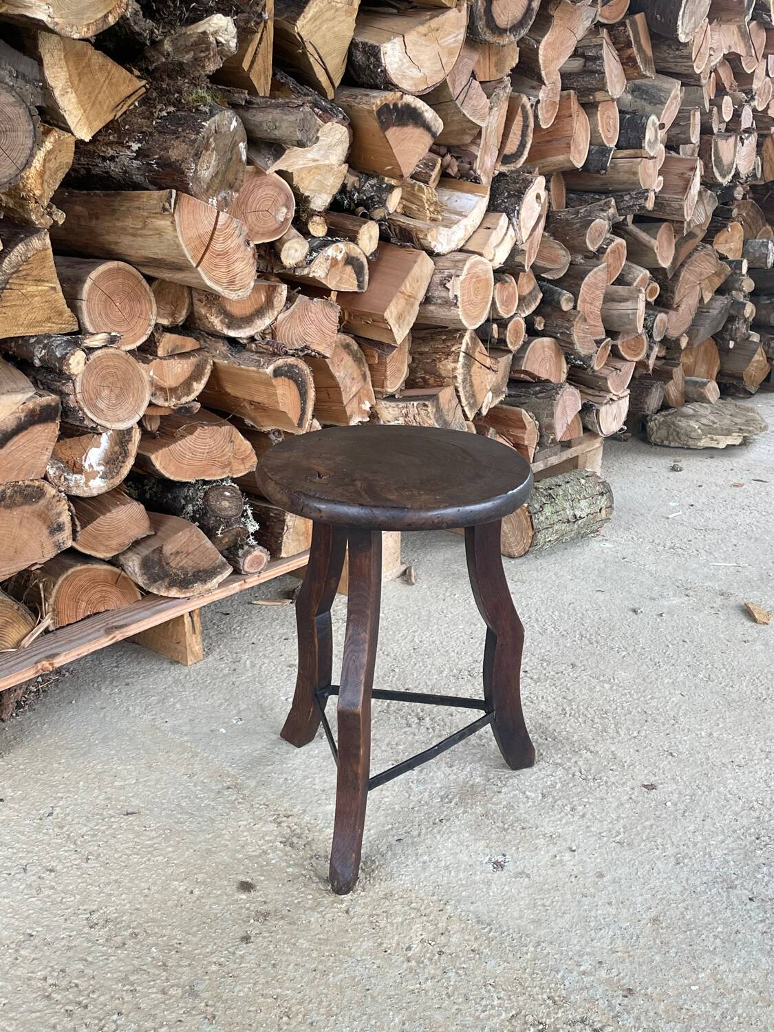 Wooden tripod stool