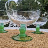 Set de 3 coupes à glace vintage Arc France à pied vert