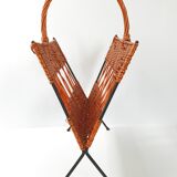 Rattan magazine holders - vintage steel