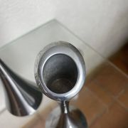 Paire de bougeoirs design en acier inoxydable
