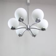 Lustre vintage en chrome et opaline, italie, 1970s